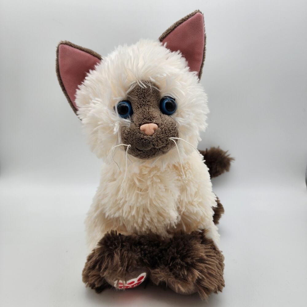 Build a Bear Siamese Cat Plush Animal 12" Promise Pet Brown Cream Hard Blue Eyes